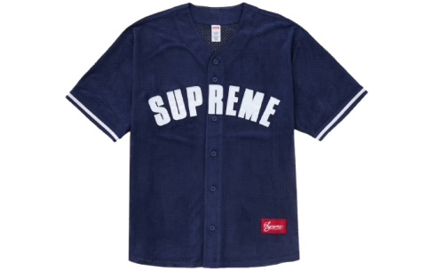 Supreme Ultrasuede Mesh Baseball Jersey Navy