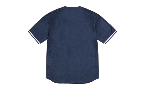 Supreme Ultrasuede Mesh Baseball Jersey Navy 2