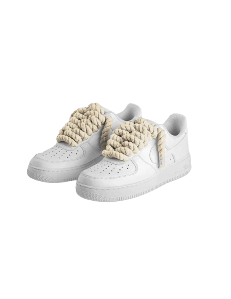 Nike Air Force 1 Low ‘07 Triple White / Beige Rope Laces