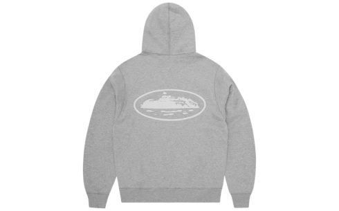 Corteiz Island Puff Print Zip Hoodie 'Heather Grey' 2