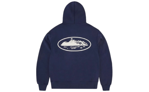 Corteiz Island Puff Print Zip Hoodie 'Navy' 2