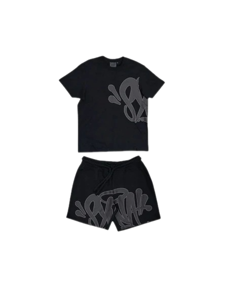 SYNAWORLD SYNA T-SHIRT & SHORTS LOGO SET - BLACK/GREY