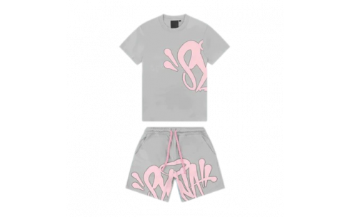 SYNA WORLD LOGO T SHIRT + SHORT SET - GREY / PINK